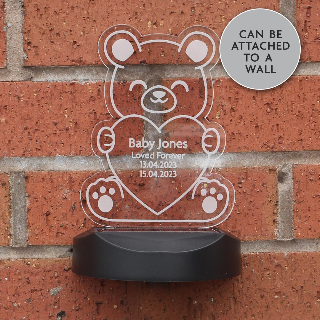 Personalised Bear Memorial Outdoor Solar Light – alternative view