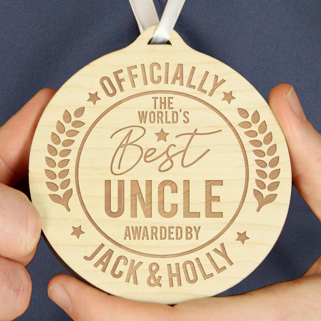 Personalised Officially The Best Round Wooden Medal – alternative view