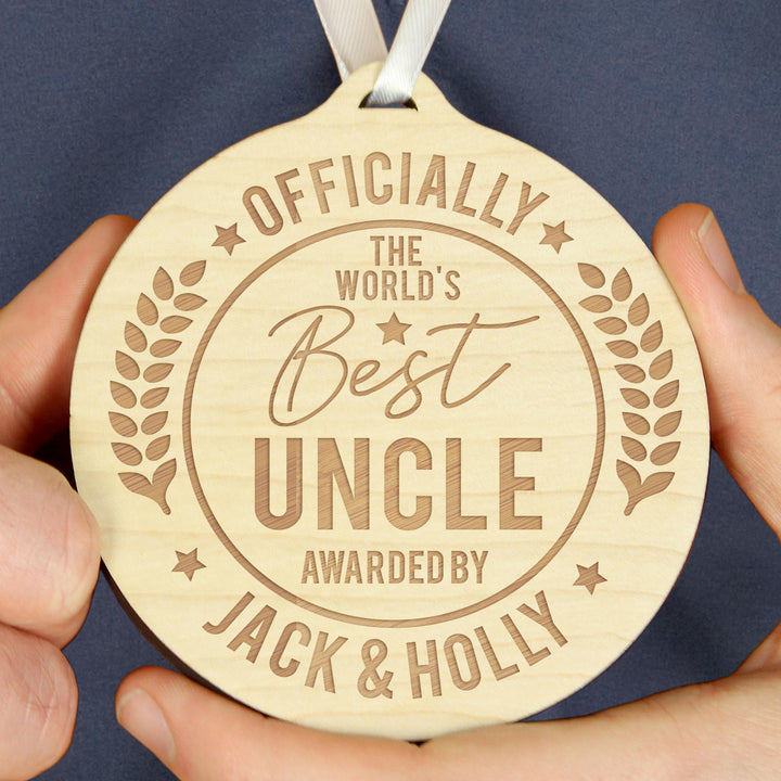 Personalised Officially The Best Round Wooden Medal – alternative view