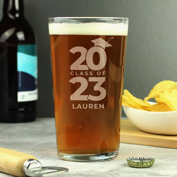 Personalised Class of Graduation Pint Glass – alternative view
