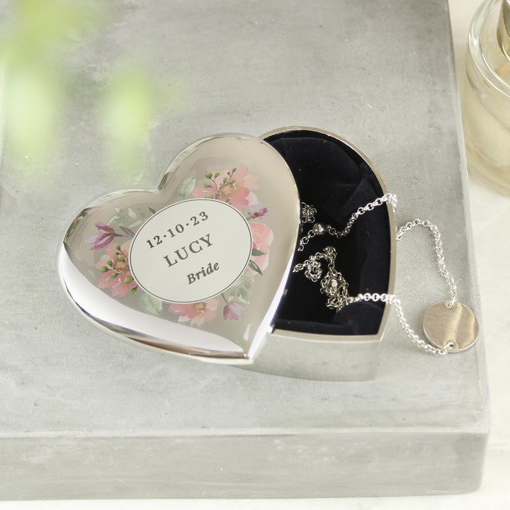 Personalised Floral Watercolour Heart Trinket Box, The Personal Shop, personalised gifts