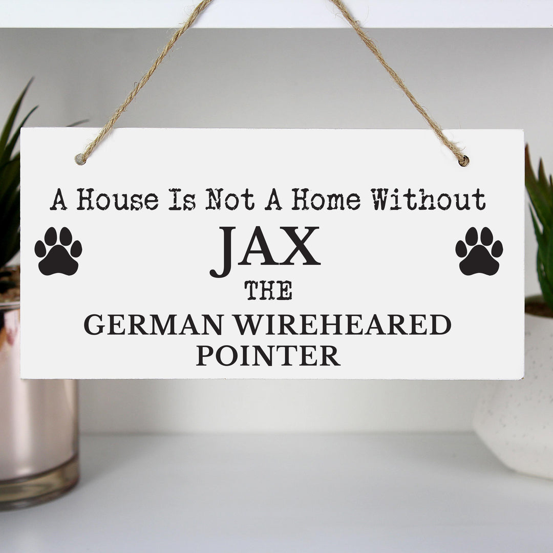 Personalised Paw Print Dog Breed Wooden Sign – alternative view