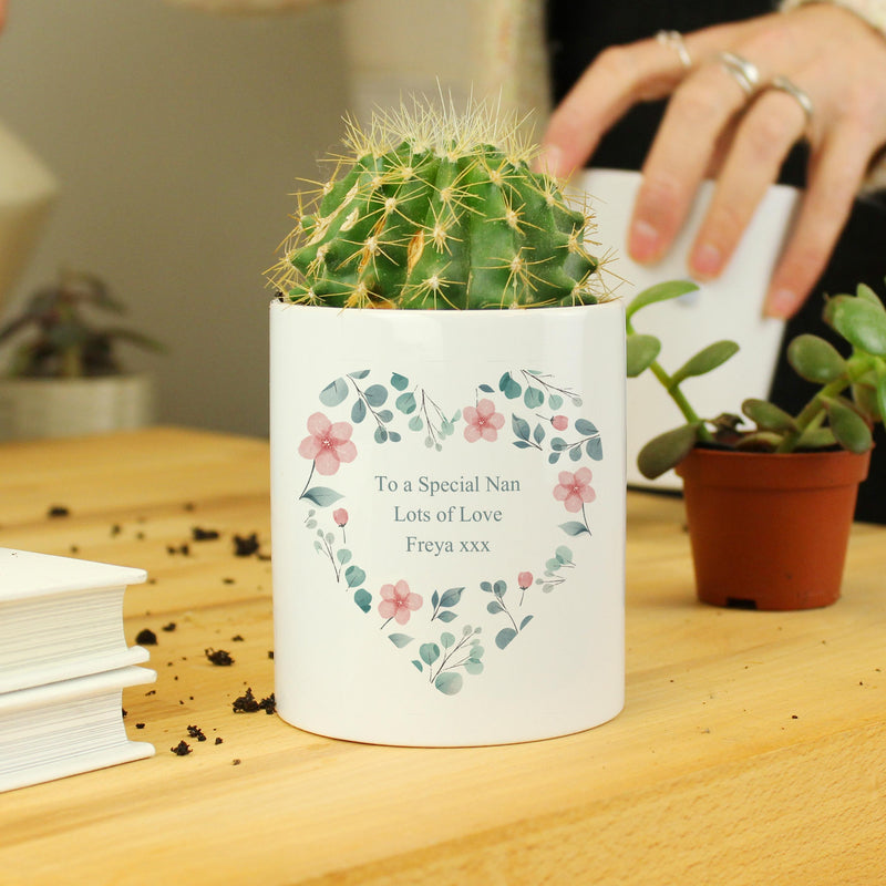 Personalised Floral Heart Ceramic Storage Pot