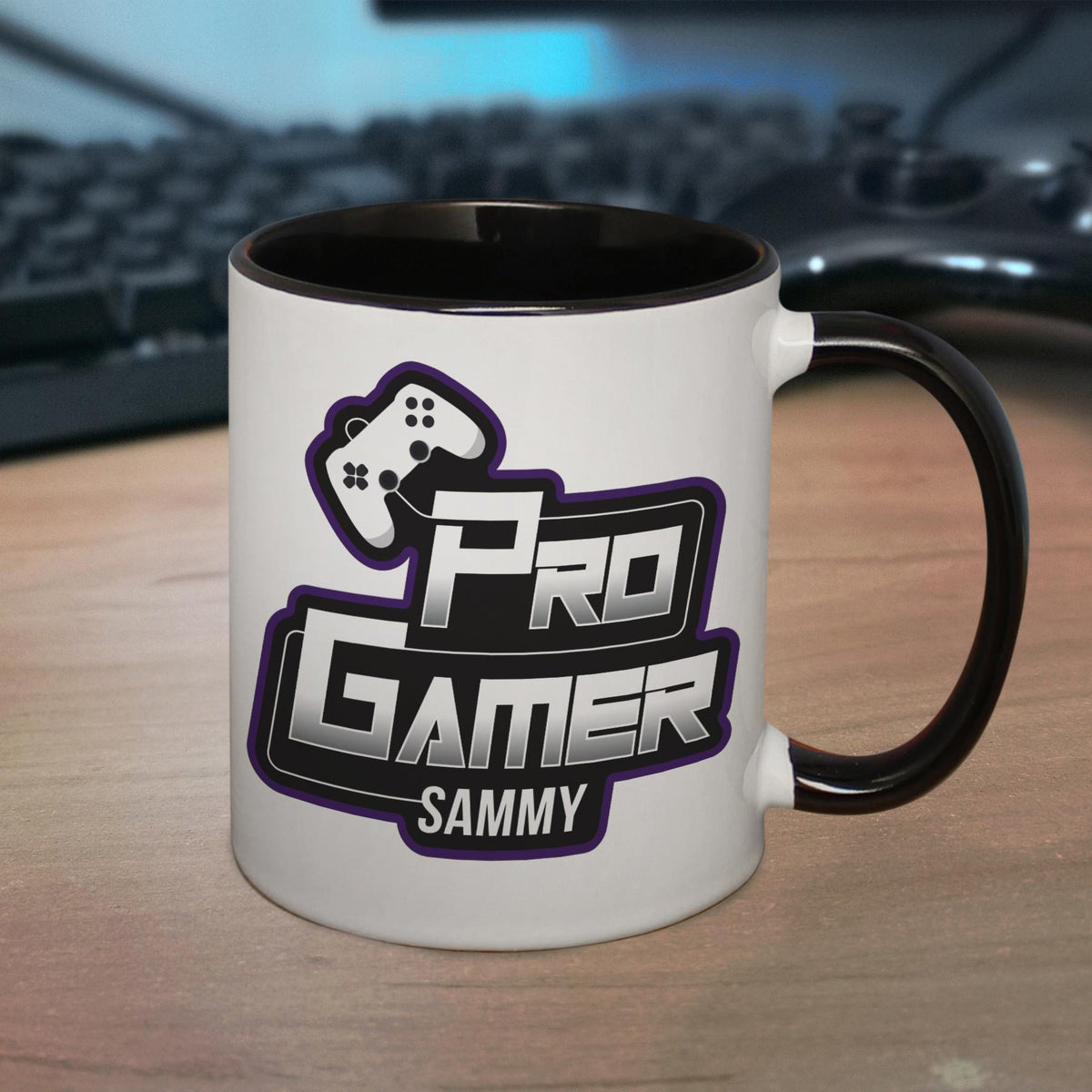 Personalised Pro Gamer Black Handled Mug, The Personal Shop, personalised gifts