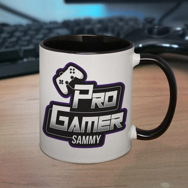 Personalised Pro Gamer Black Handled Mug, The Personal Shop, personalised gifts