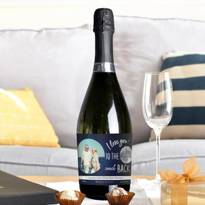 Personalised Moon & Back Photo Upload Prosecco