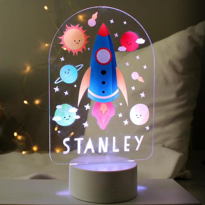 Personalised Space Rocket LED Colour Changing Night Light – alternative view