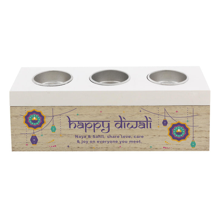 Personalised Diwali Triple Tealight Box – alternative view