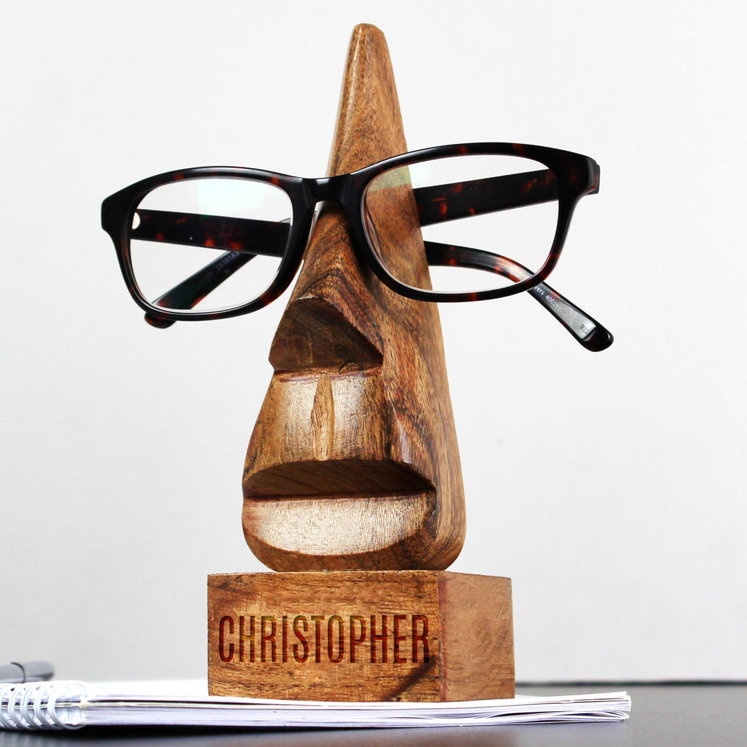 Personalised Wooden Nose-Shaped Glasses Holder, The Personal Shop, personalised gifts