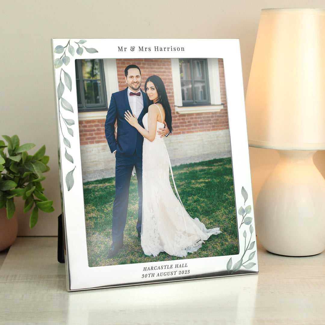 Personalised Botanical 10x8 Silver Photo Frame – alternative view