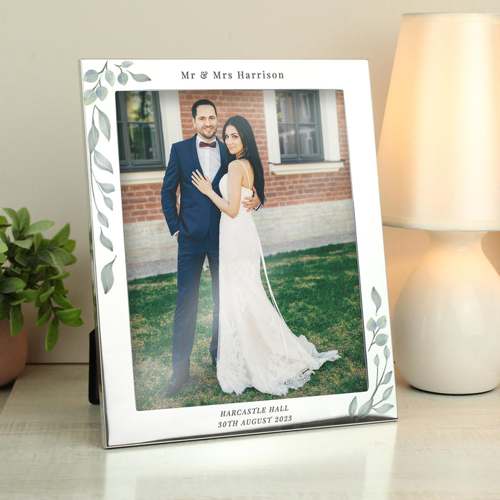 Personalised Botanical 10x8 Silver Photo Frame – alternative view