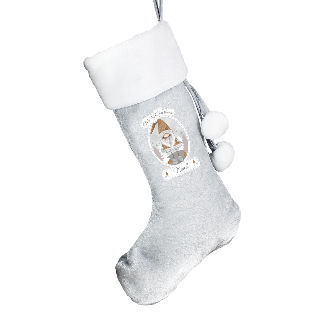 Personalised Christmas Gonk Only Silver Grey Stocking – alternative view