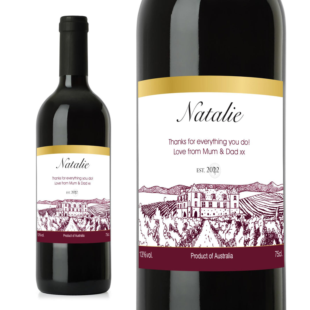 Personalised Free Text Vineyard Red Wine – alternative view
