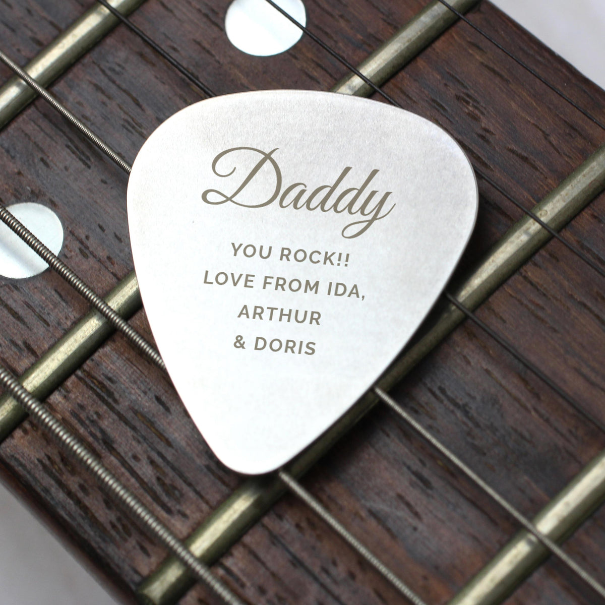 Personalised Free Text Big Name Silver Plectrum, The Personal Shop, personalised gifts