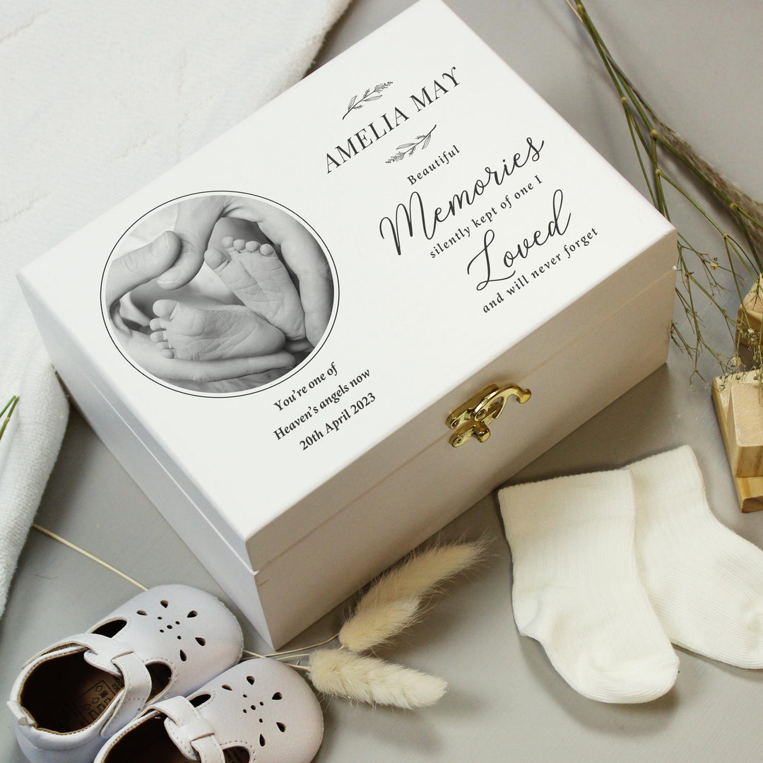 Personalised Memorial Photo Upload White Wooden Box – alternative view