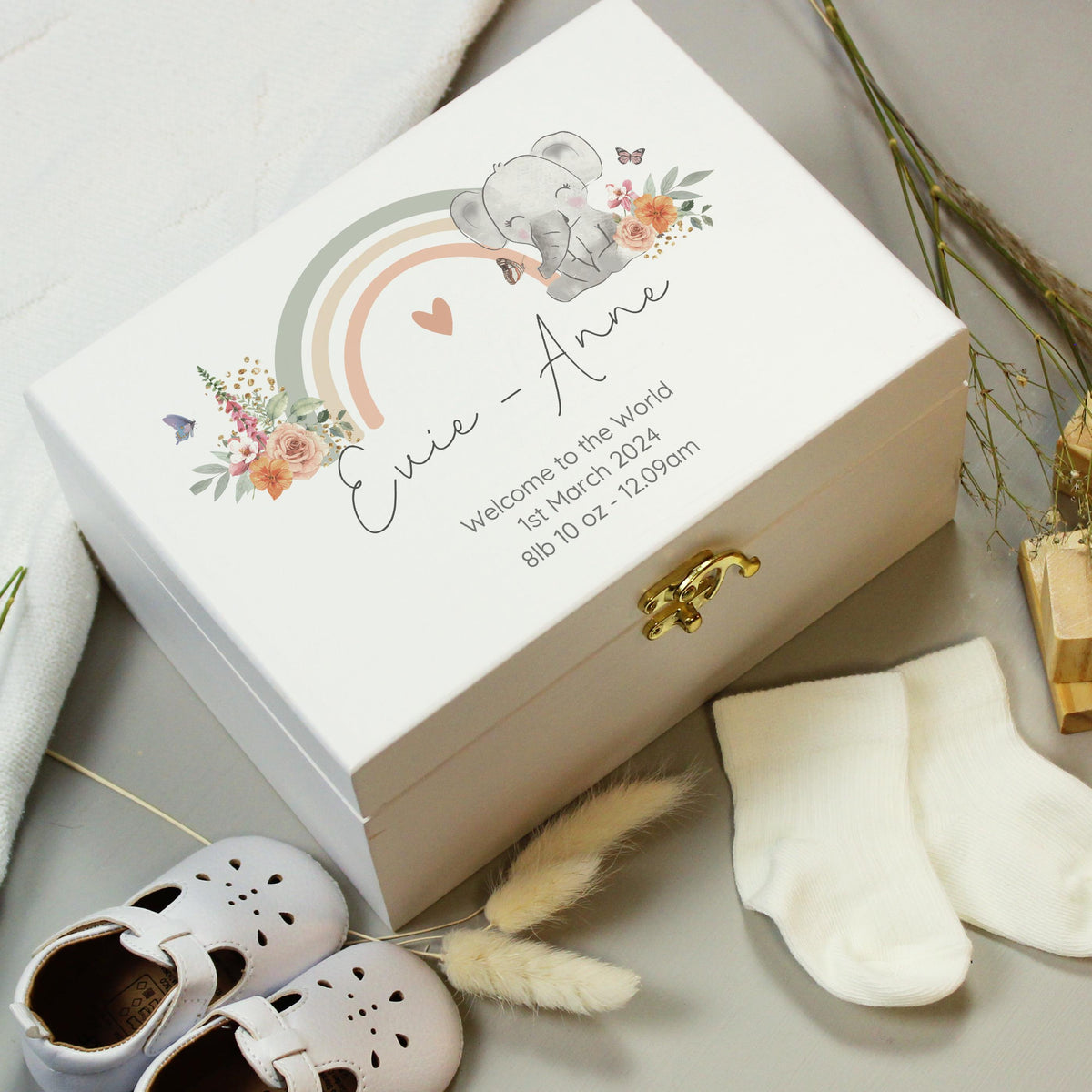 Personalised Elephant Wooden Keepsake Box – alternative view