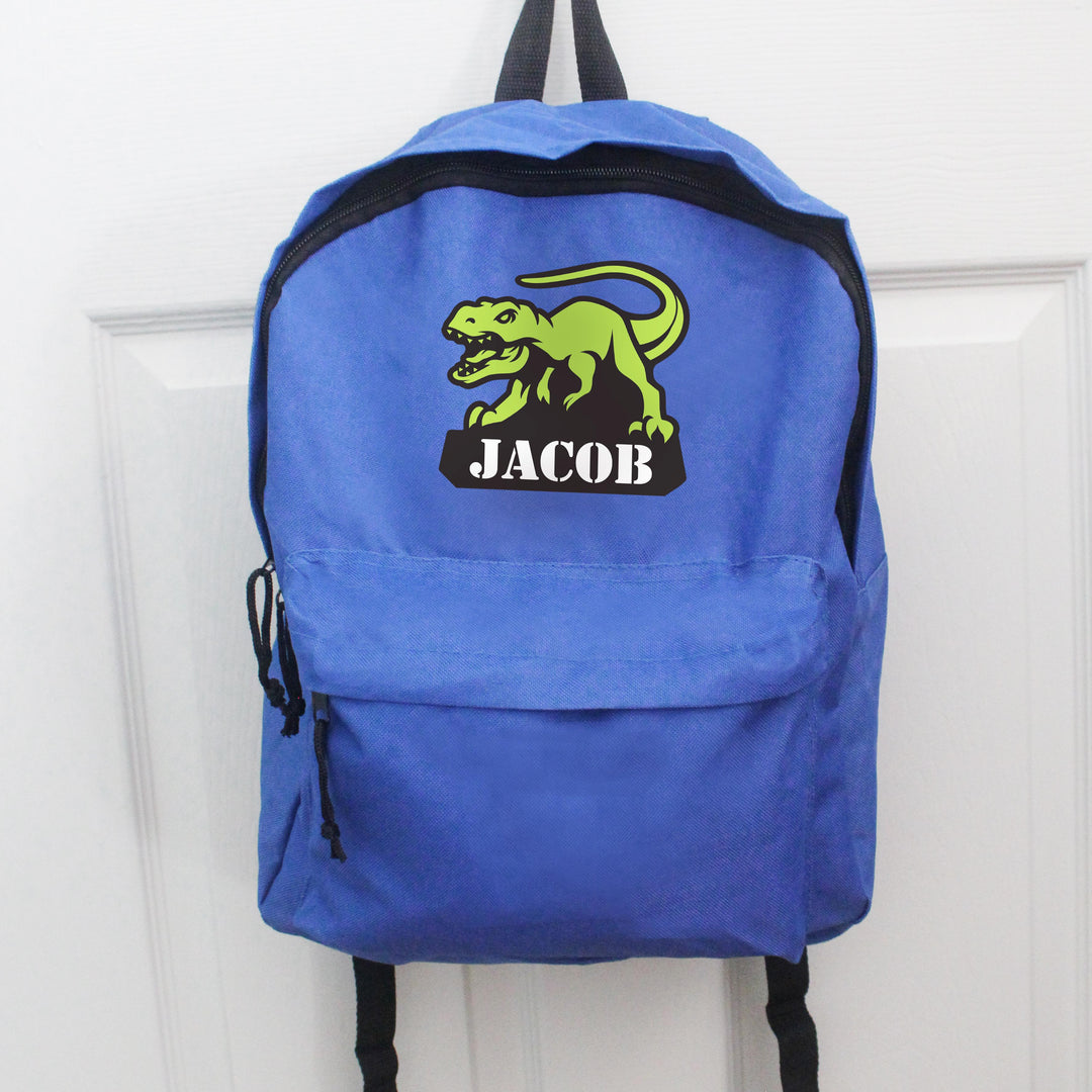 Personalised Dinosaur Blue Backpack – alternative view