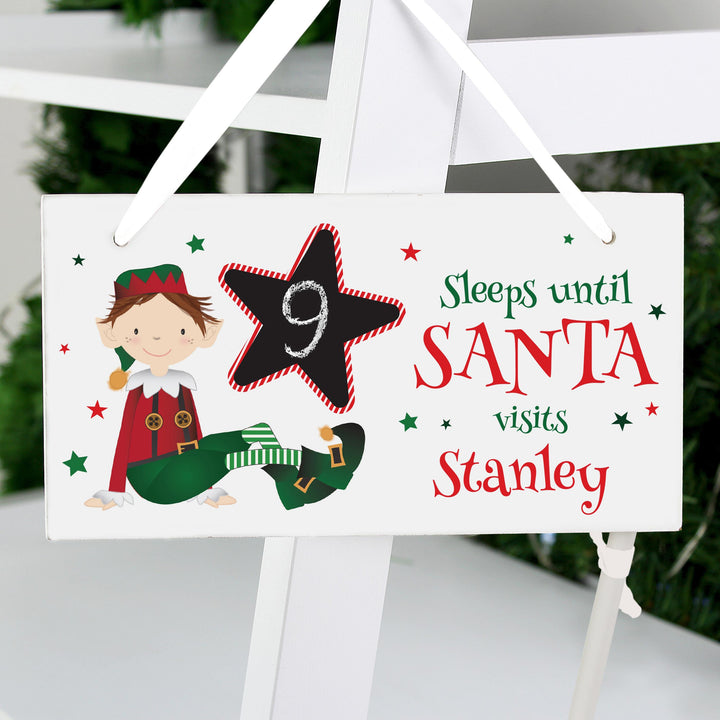Personalised Elf Christmas Chalk Countdown Wooden Sign, The Personal Shop, personalised gifts