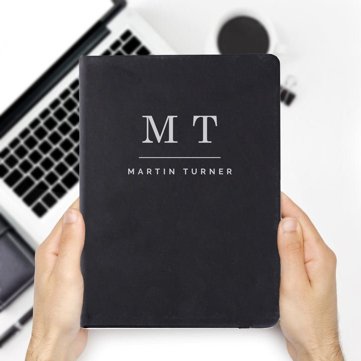 Personalised Initials Black Hardback Notebook – alternative view
