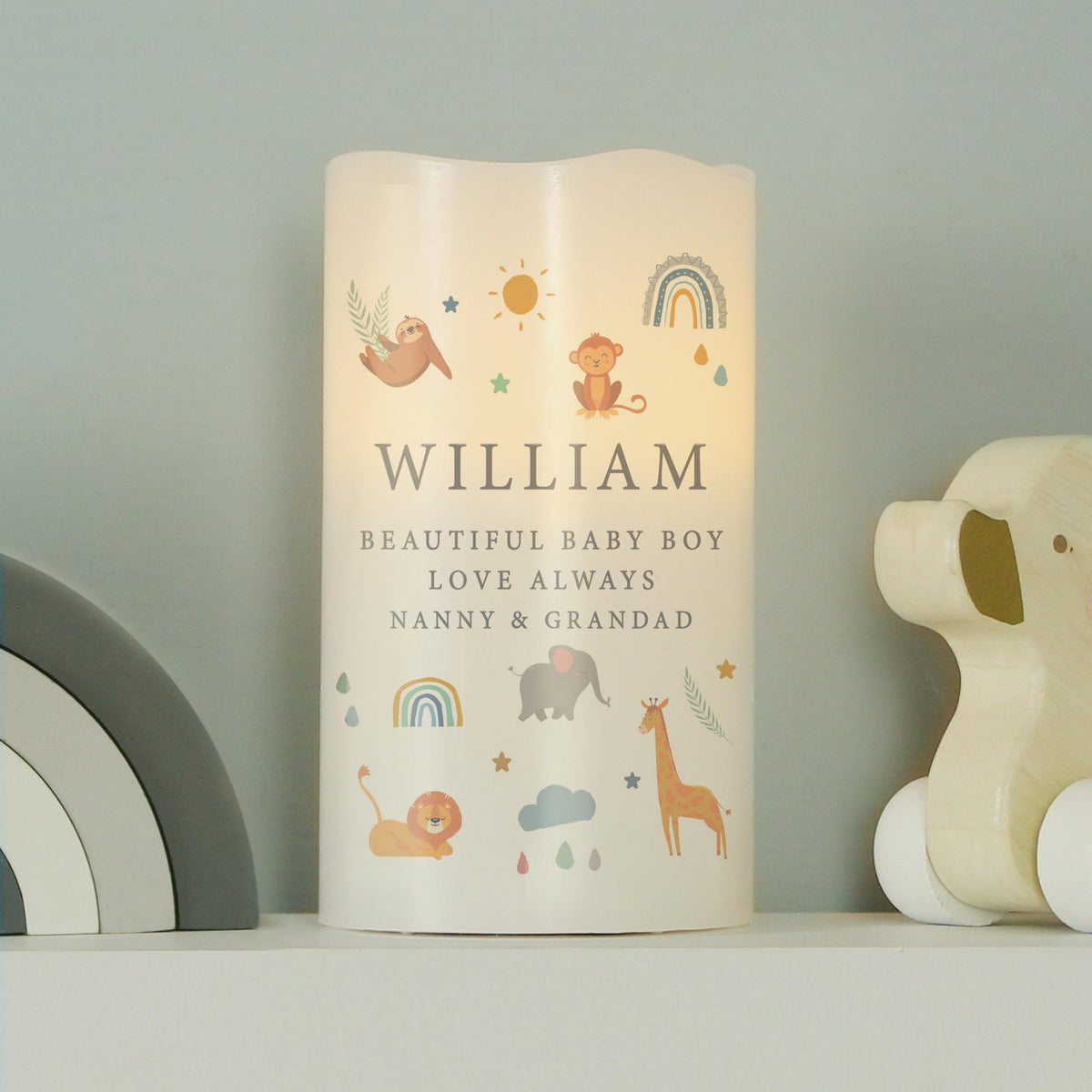 Personalised Jungle Animals LED Candle – alternative view