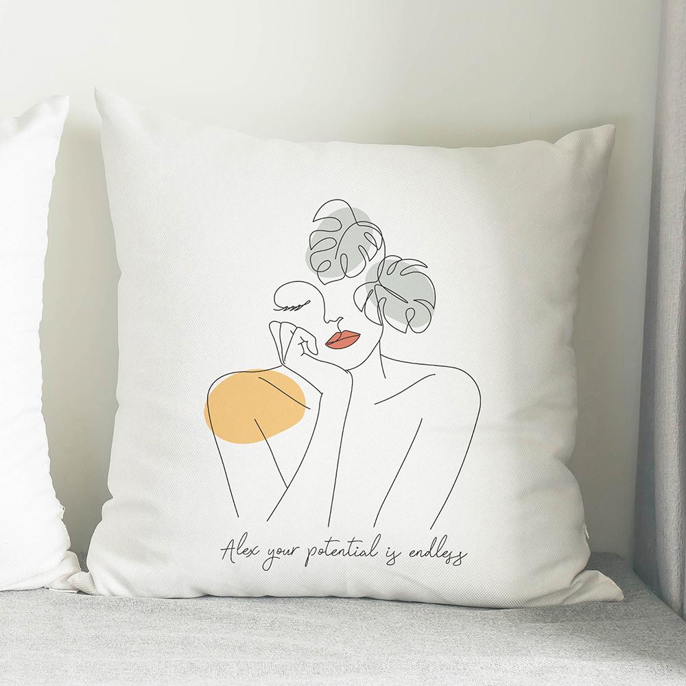 Personalised Fleur Fine Line Cushion, The Personal Shop, personalised gifts