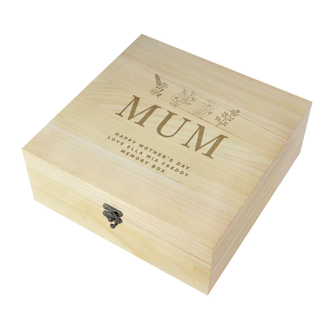 Personalised Floral Wooden Keepsake Box, The Personal Shop, personalised gifts