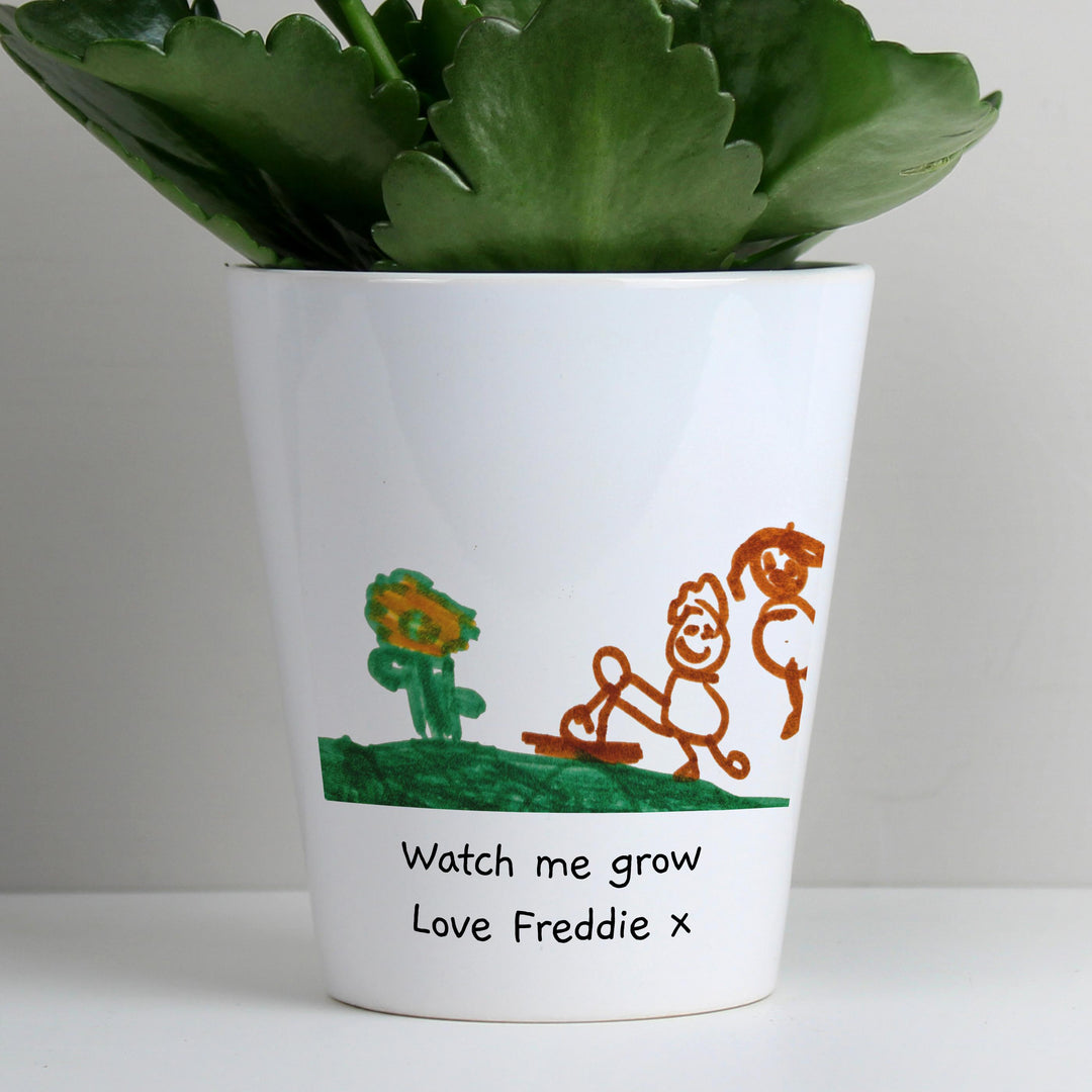Personalised Childrens Drawing Photo Upload Plant Pot - alternative view