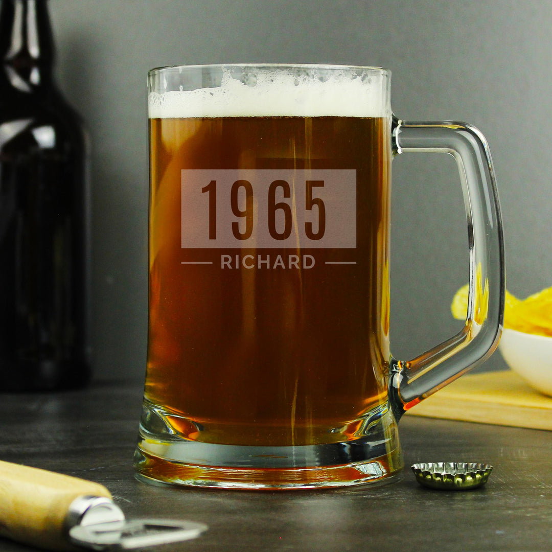 Personalised Name &amp; Date Pint Stern Tankard, The Personal Shop, personalised gifts
