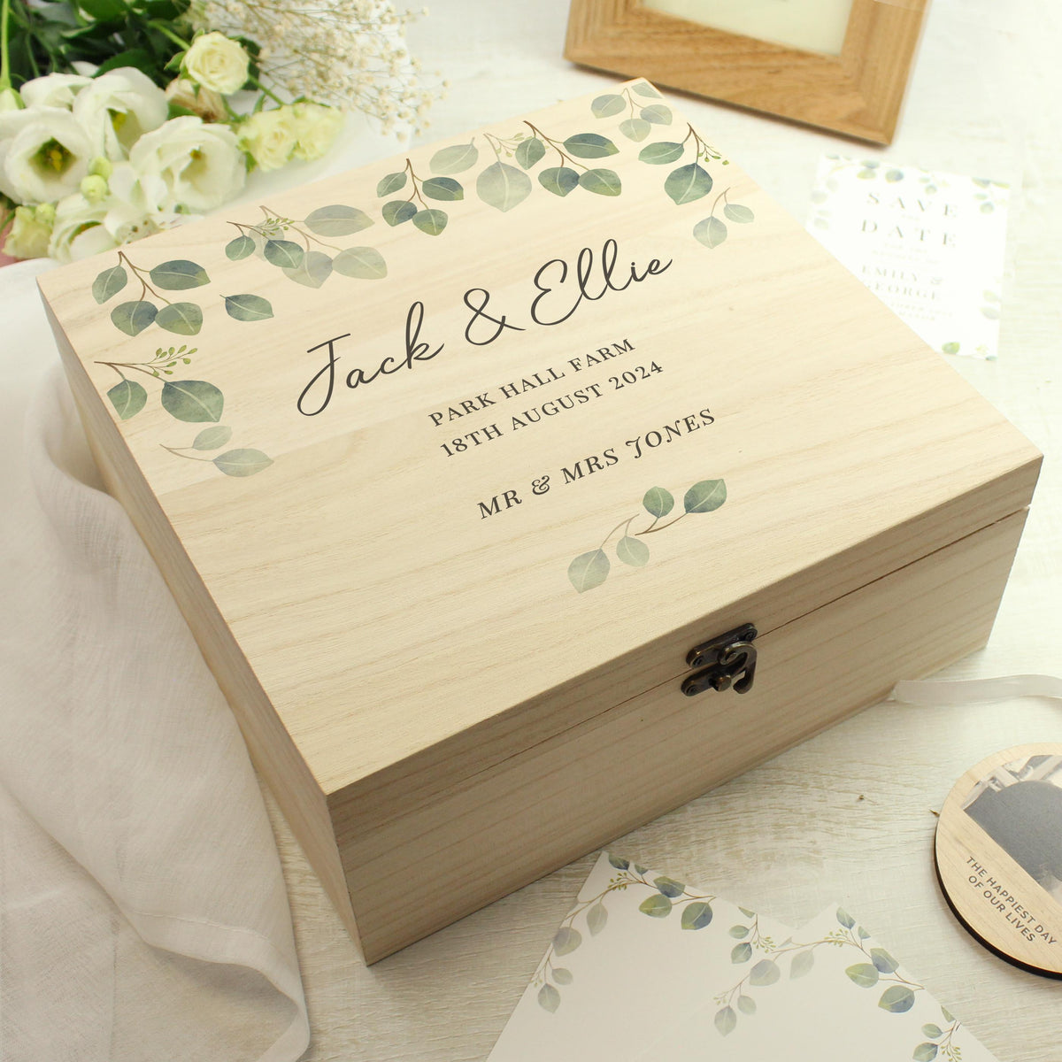 Personalised Botanical Wooden Keepsake box, The Personal Shop, personalised gifts