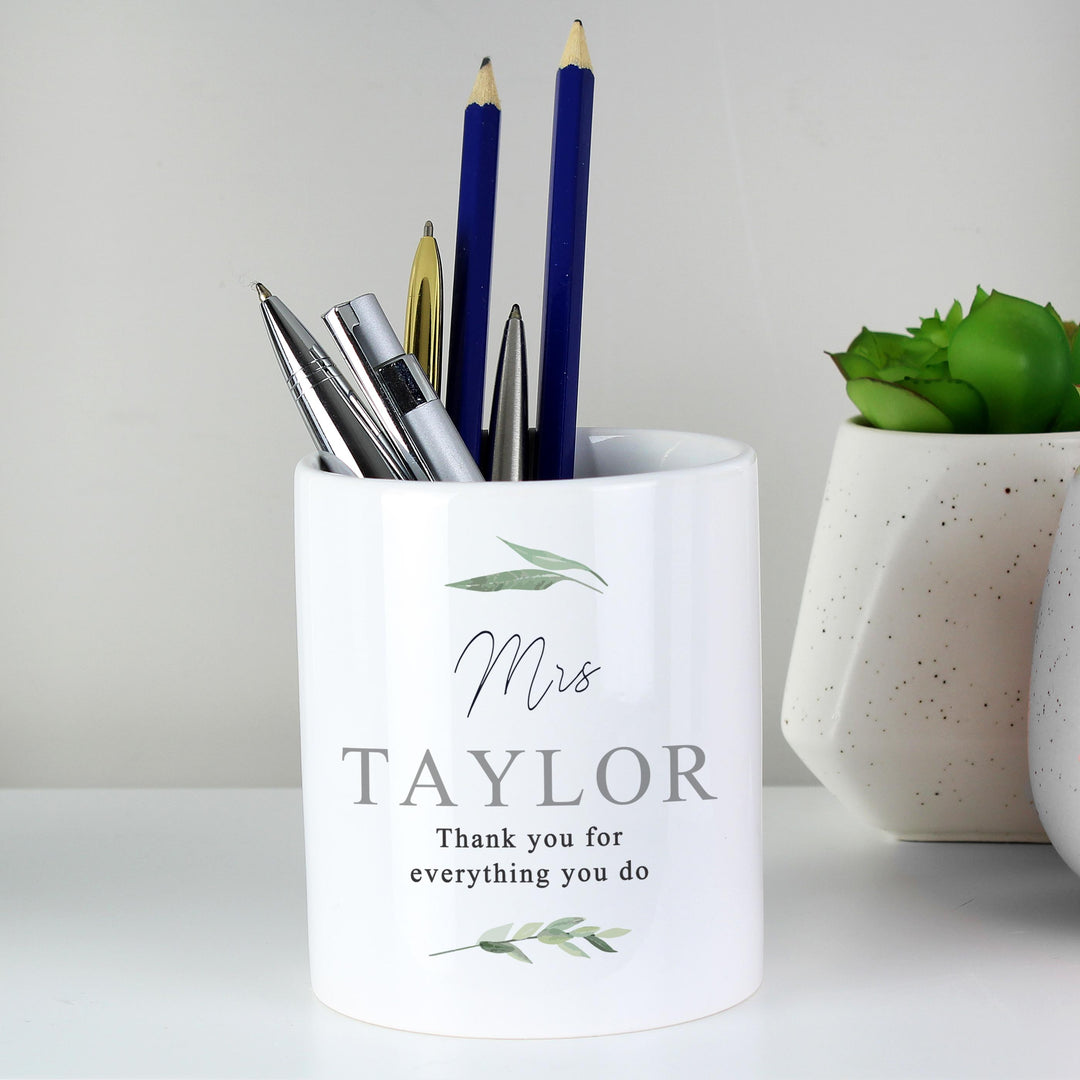 Personalised Free Text Botanical Ceramic Storage Pot – alternative view