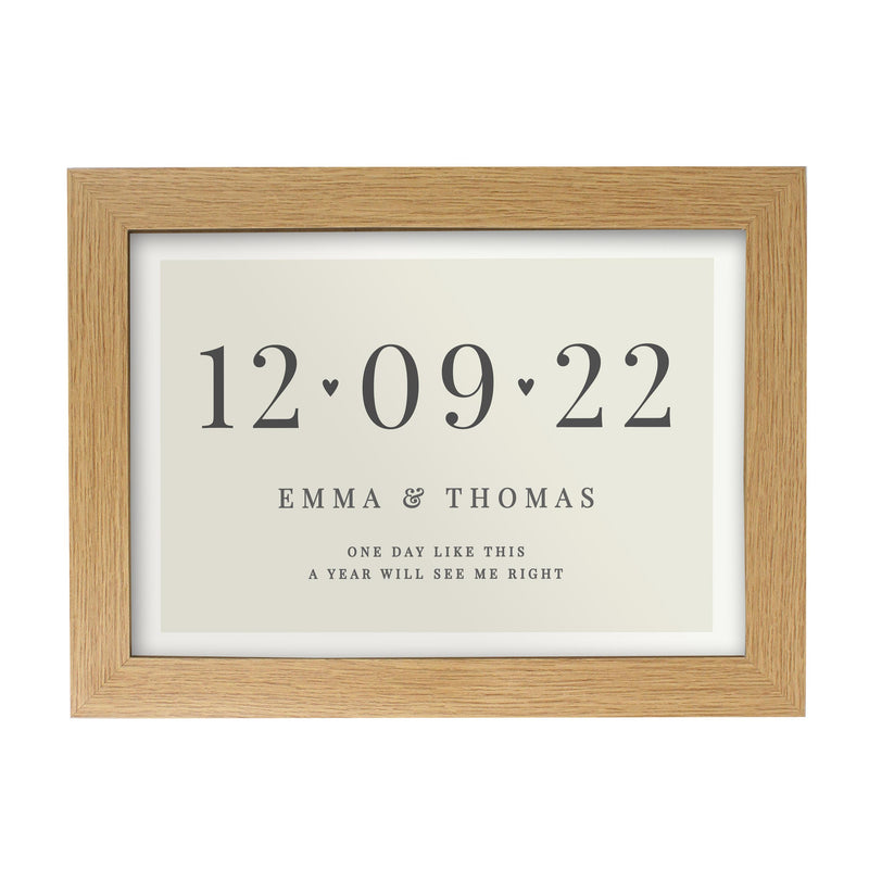 Personalised Free Text Landscape A4 Oak Framed Print