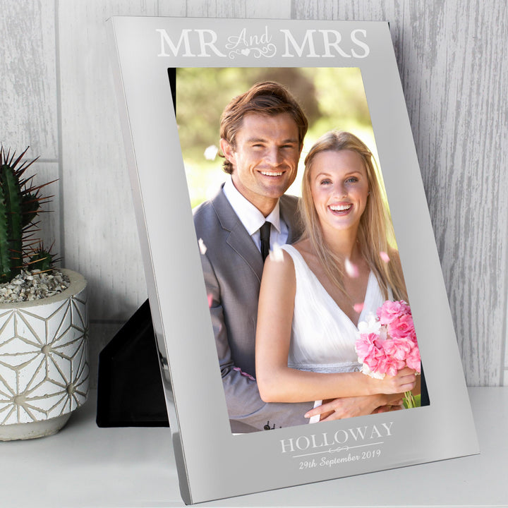 Personalised Mr &amp; Mrs 5x7 Silver Photo Frame – alternative view