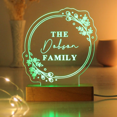 Personalised Floral Wooden Based LED Light