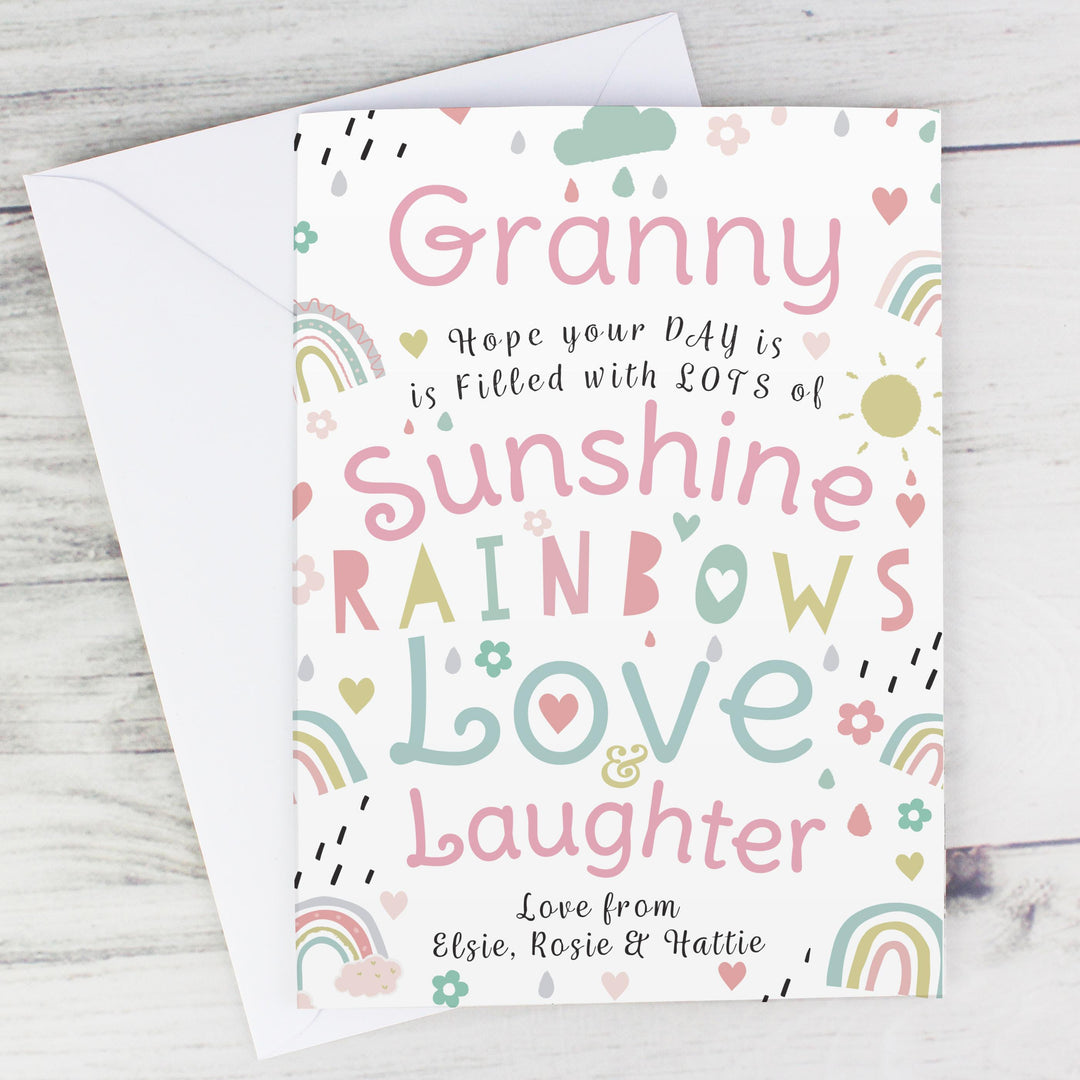 Personalised Rainbows &amp; Sunshine Card – alternative view