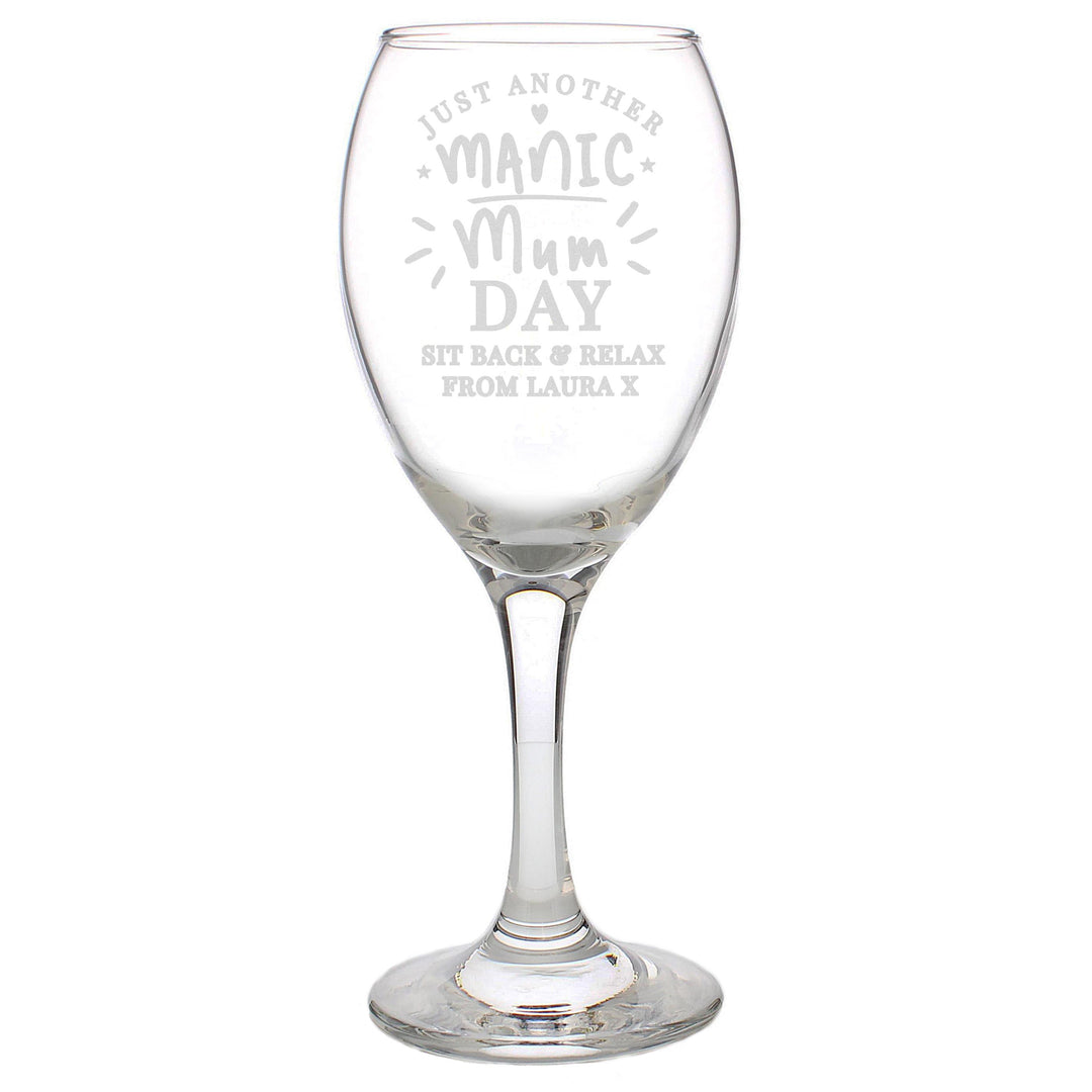 Personalised Manic Mum Day Wine Glass – alternative view