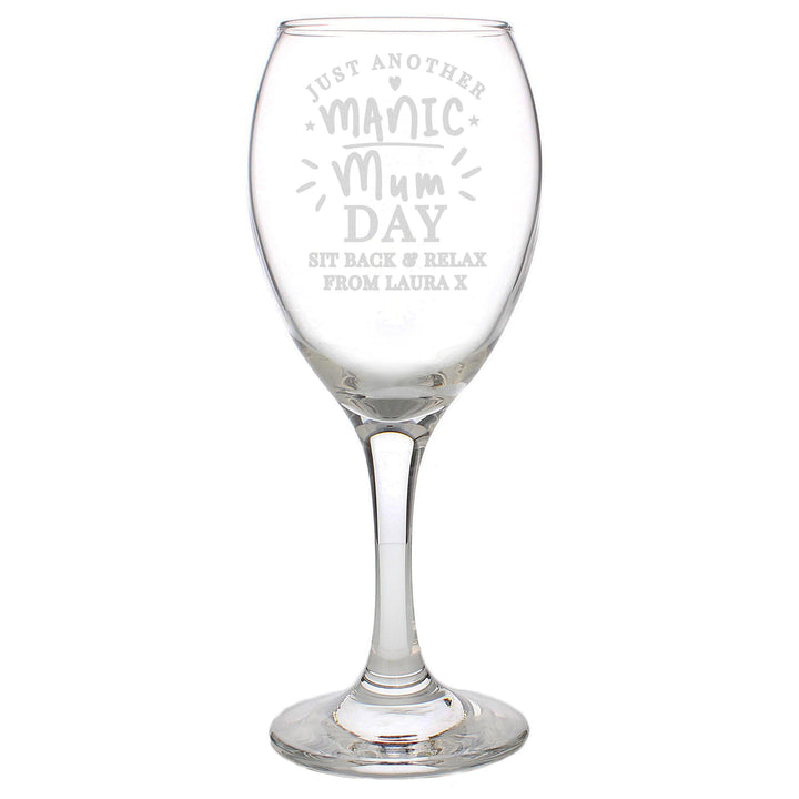 Personalised Manic Mum Day Wine Glass – alternative view