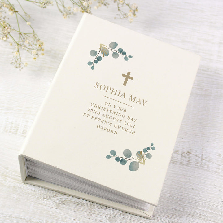 Personalised Eucalyptus Cross 6x4 Photo Album, The Personal Shop, personalised gifts