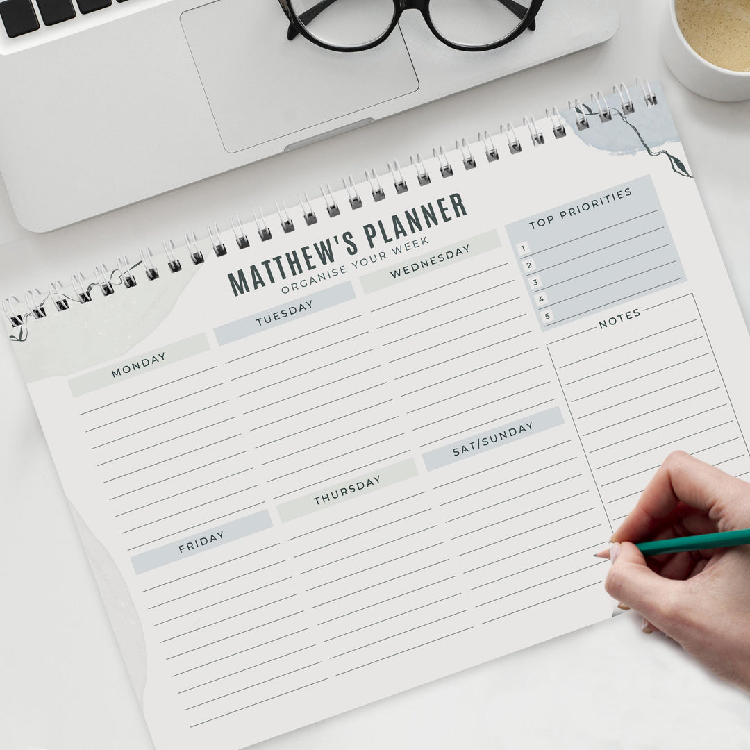 Personalised Abstract A4 Desk Planner – alternative view