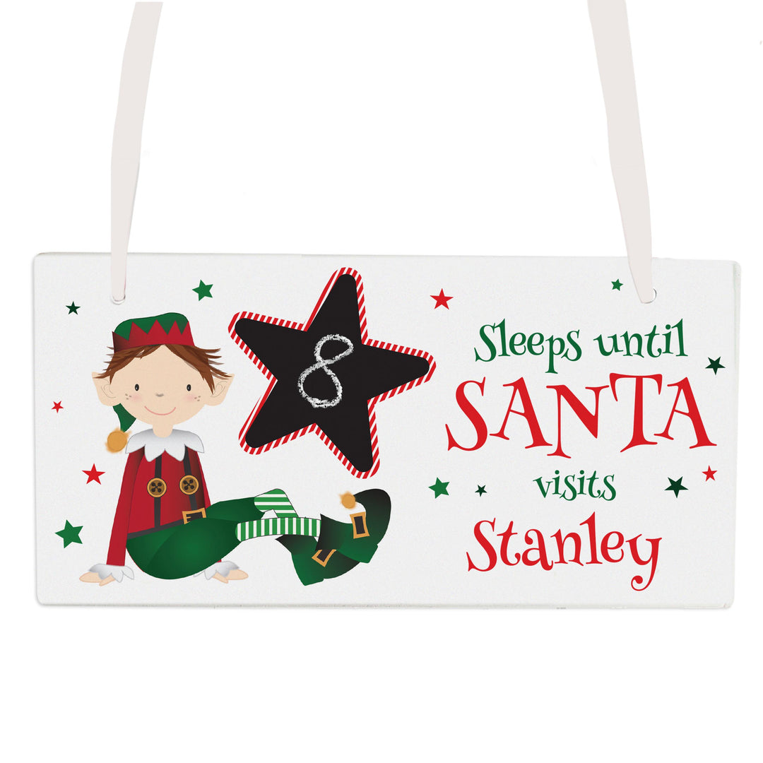 Personalised Elf Christmas Chalk Countdown Wooden Sign, The Personal Shop, personalised gifts