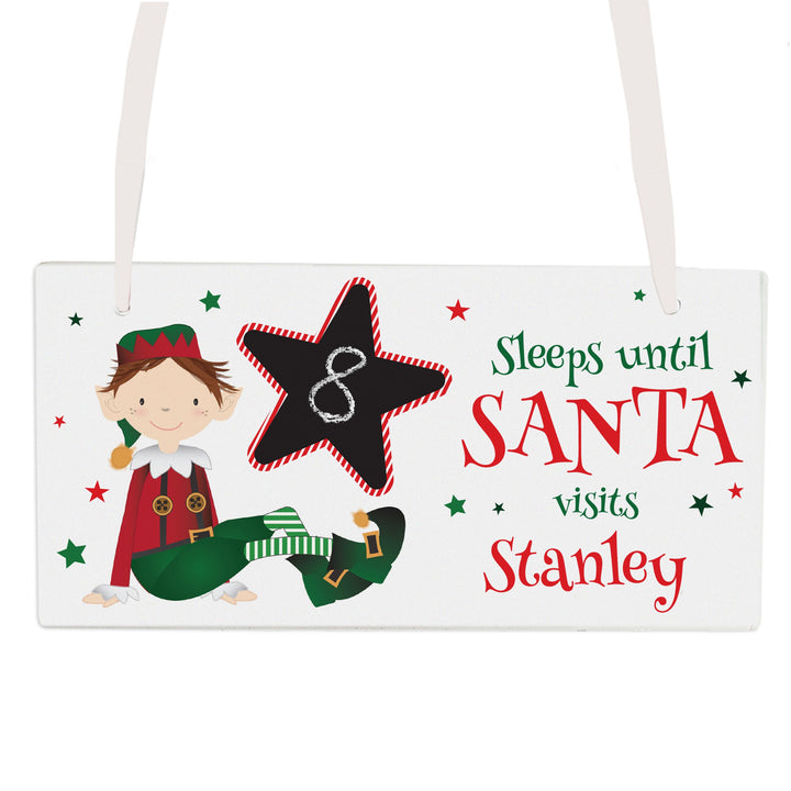Personalised Elf Christmas Chalk Countdown Wooden Sign, The Personal Shop, personalised gifts