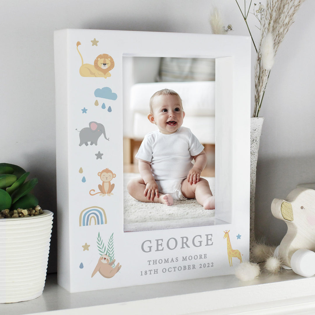 Personalised Safari Animals Initial 5x7 Box Photo Frame, The Personal Shop, personalised gifts