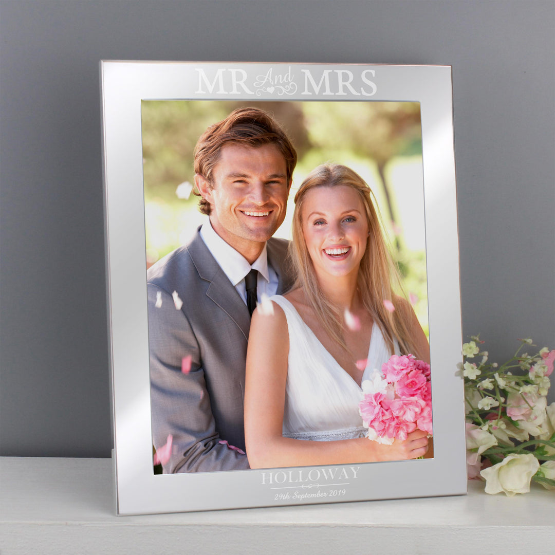 Personalised Mr &amp; Mrs 8x10 Silver Photo Frame, The Personal Shop, personalised gifts