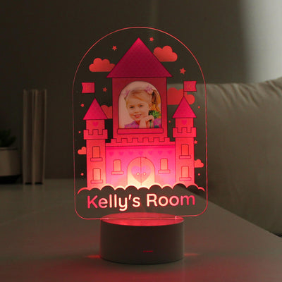 Personalised Pink Castle Photo Upload LED Colour Changing Night Light