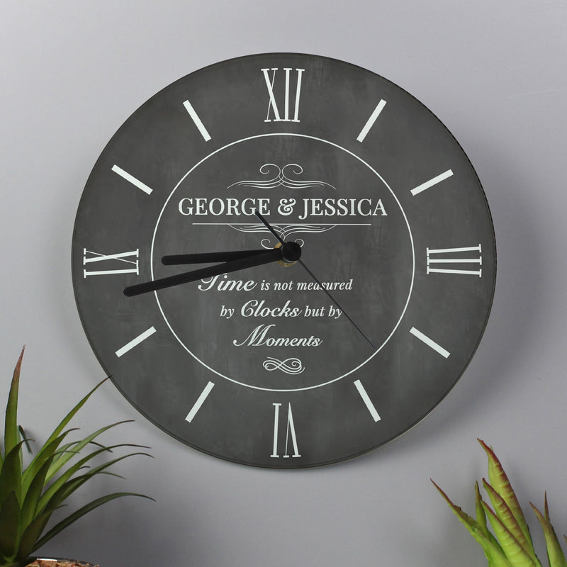 Personalised Measured In Moments Glass Clock