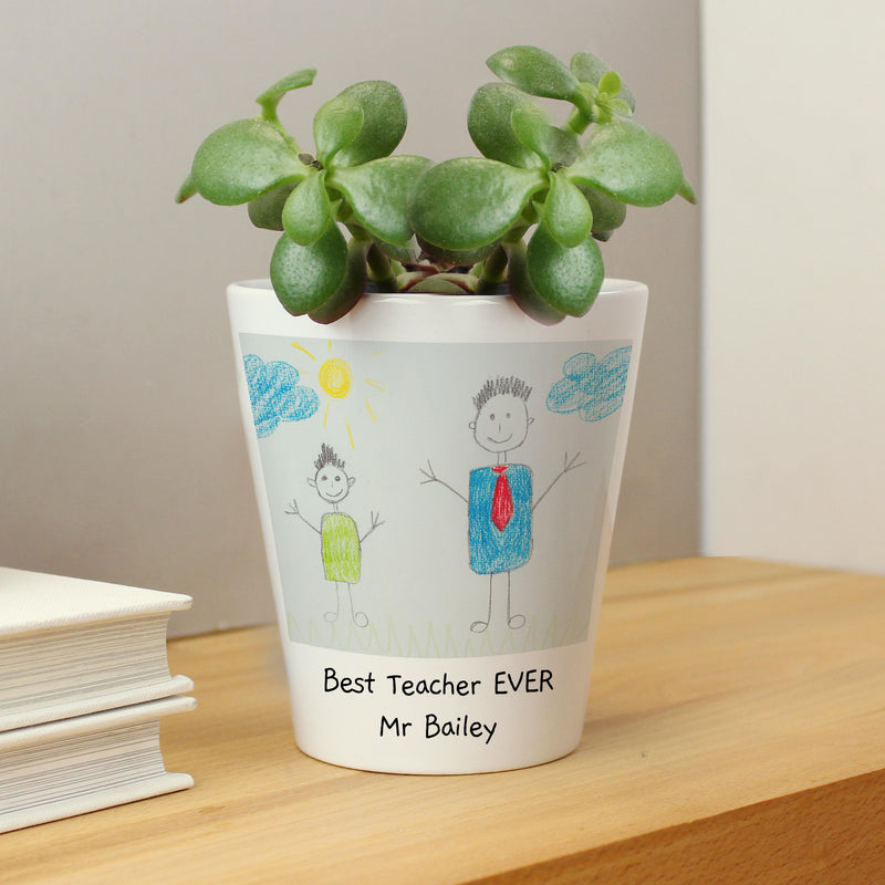 Personalised Childrens Drawing Photo Upload Plant Pot