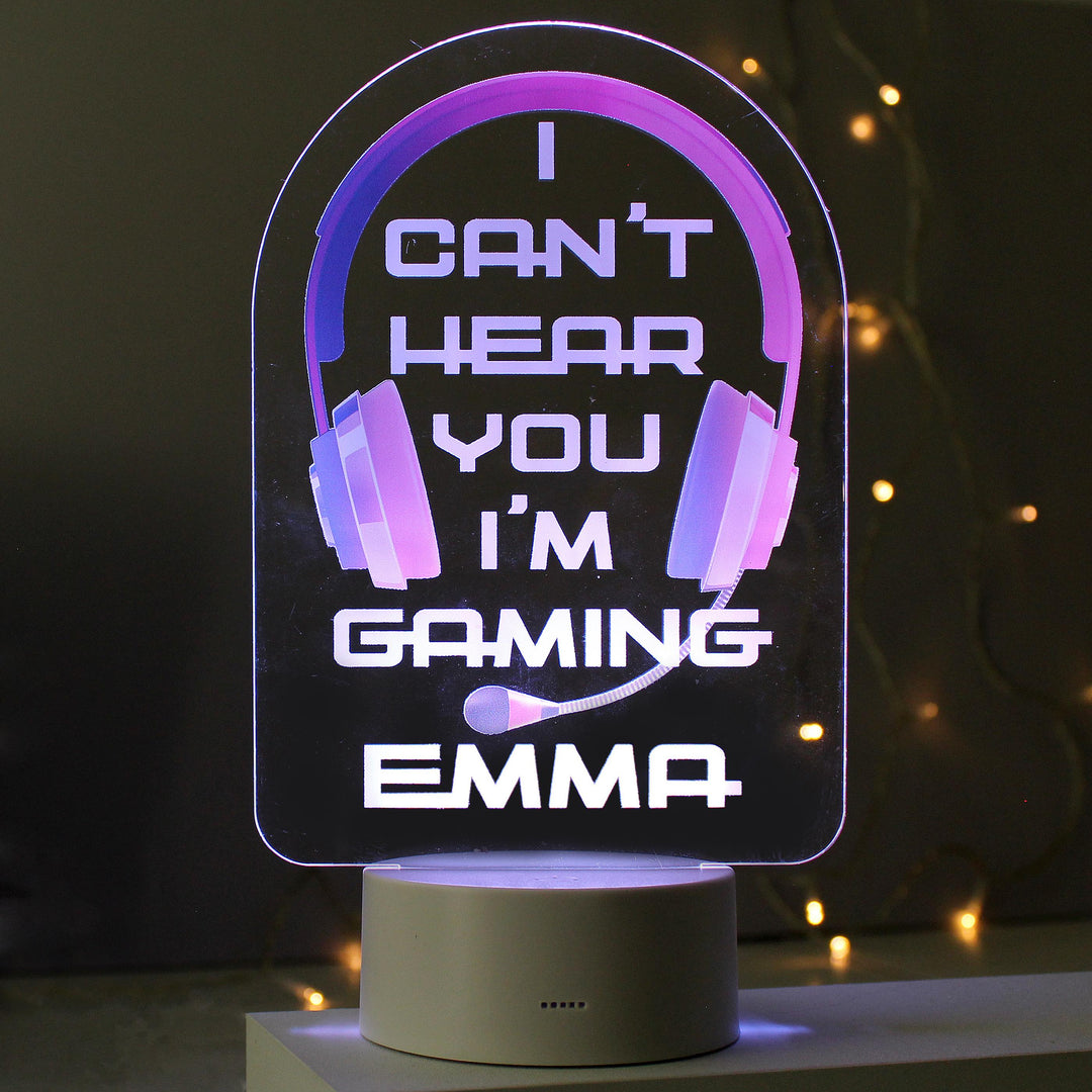 Personalised Pink Gaming LED Colour Changing Night Light, The Personal Shop, personalised gifts
