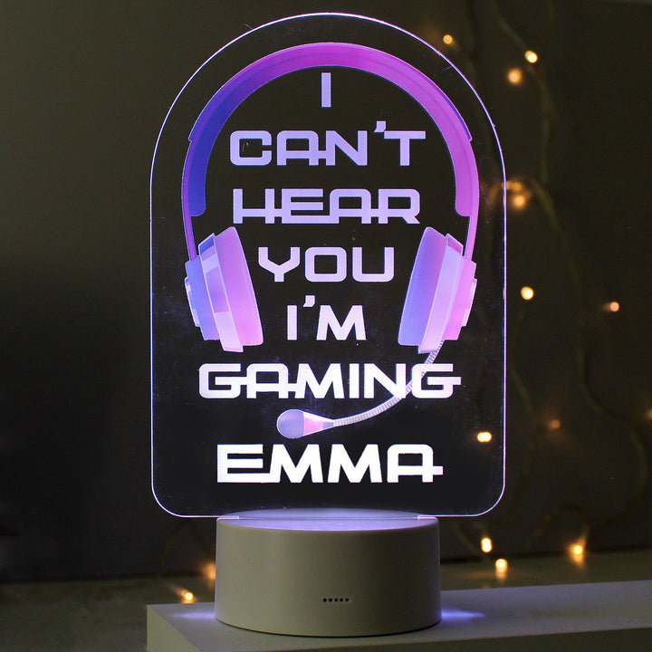 Personalised Pink Gaming LED Colour Changing Night Light, The Personal Shop, personalised gifts