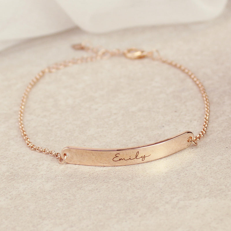 Personalised Name Only Rose Gold Tone Bar Bracelet