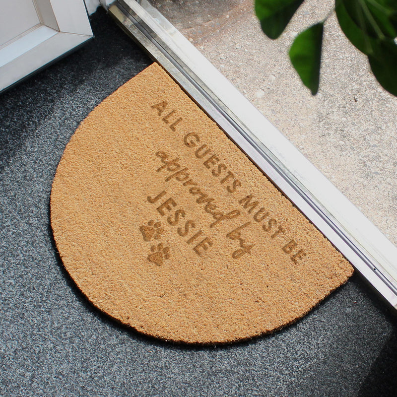 Personalised Approved By The Pet Half Moon Indoor Doormat