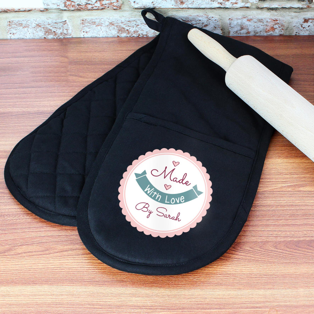 Personalised Made with Love Oven Gloves – alternative view